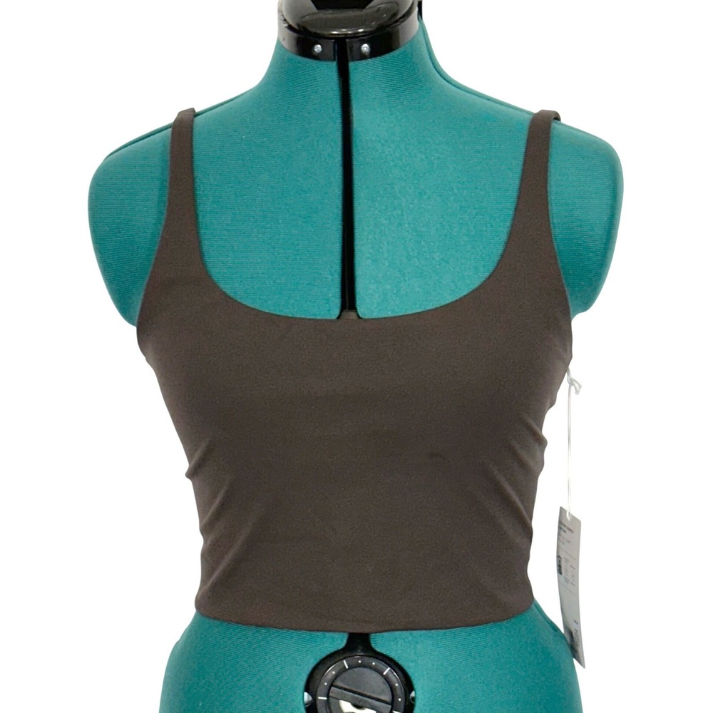 NEW Athleta Medium Vitaform Cropped Cami Tank Brown Adjustable Straps Shelf Bra